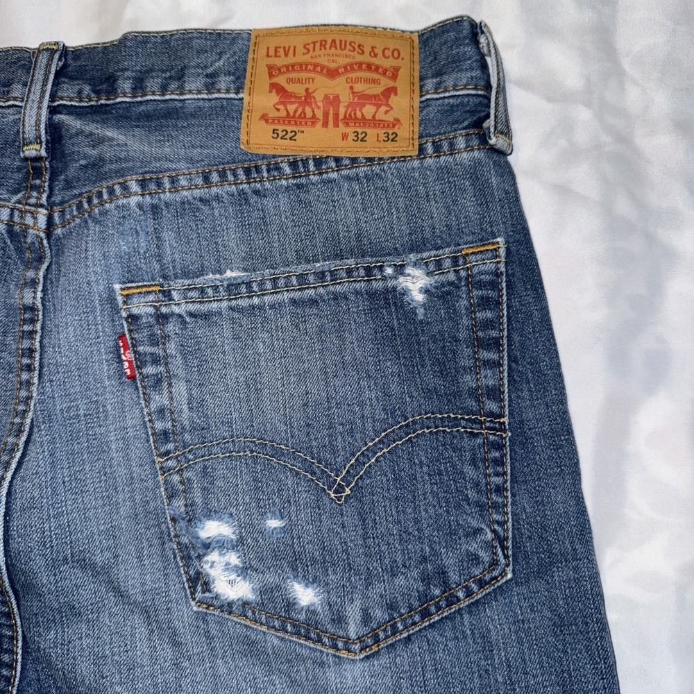 Men's 522 Levi's Jeans 32x32 BlueDistressed Denim Pants